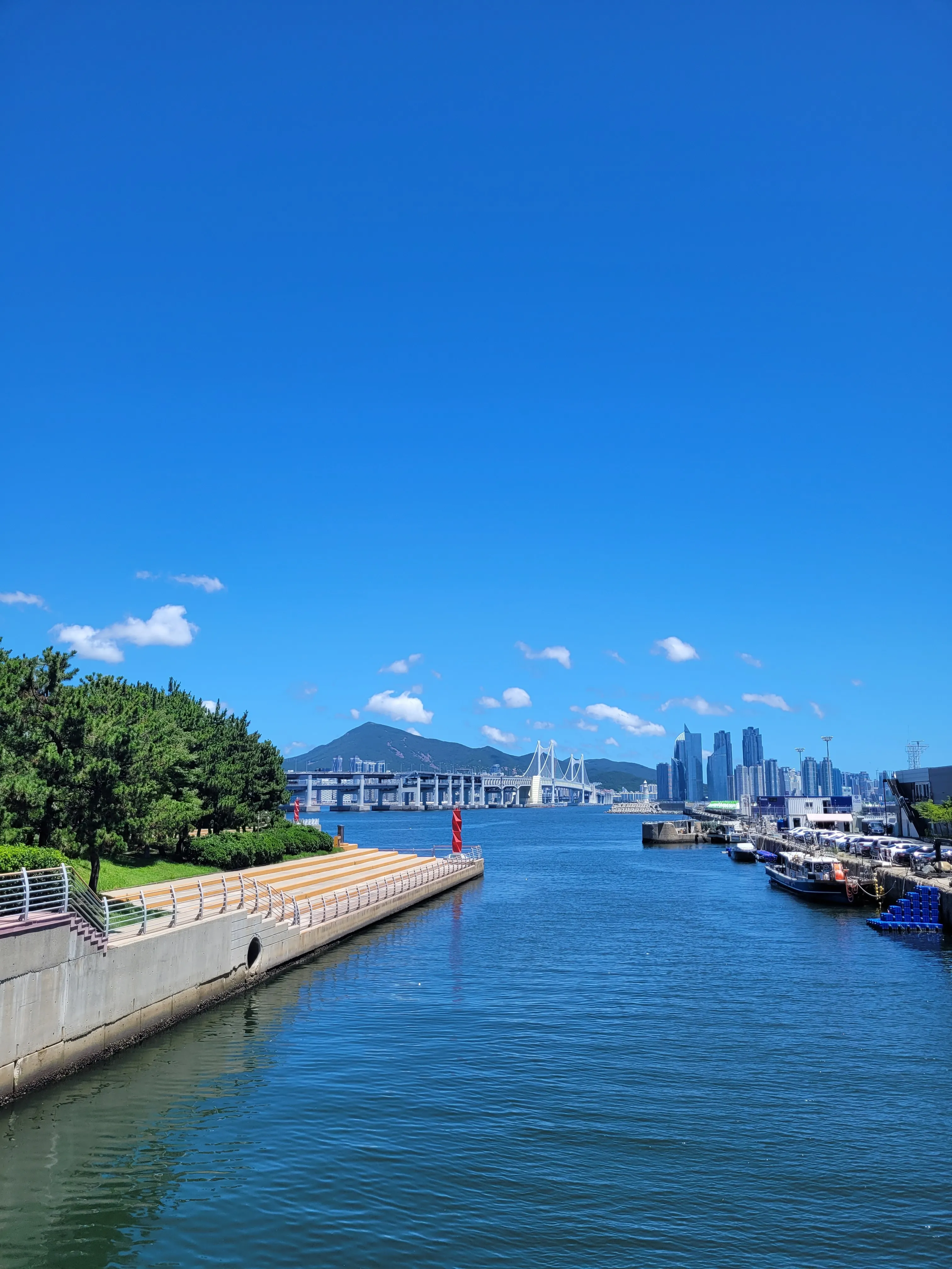 Gwangan Bridge and the Busan waterfront on a clear day